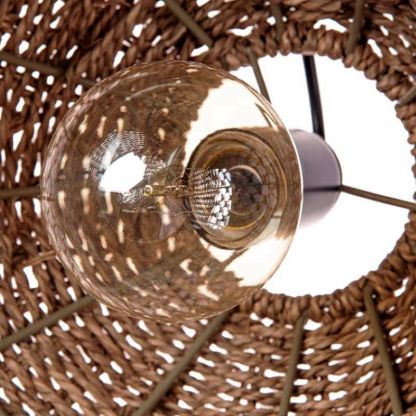 Muto lampă suspendată din ratan, vintage, rustică, LED, pentru living și dormitor