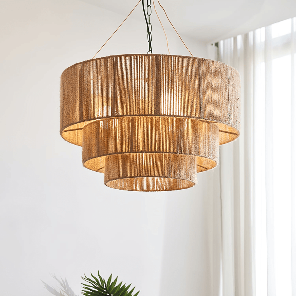 Cascade lampă suspendată din iută, rustică