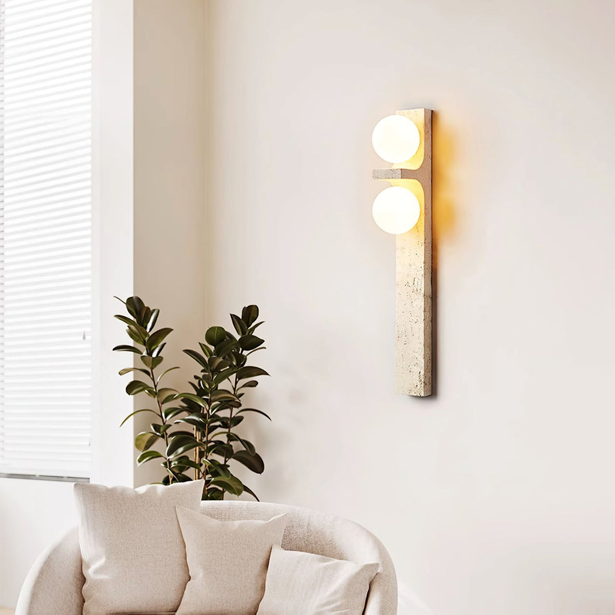 Eirikuvys aplică de perete din travertin, în stil organic modern, minimalistă