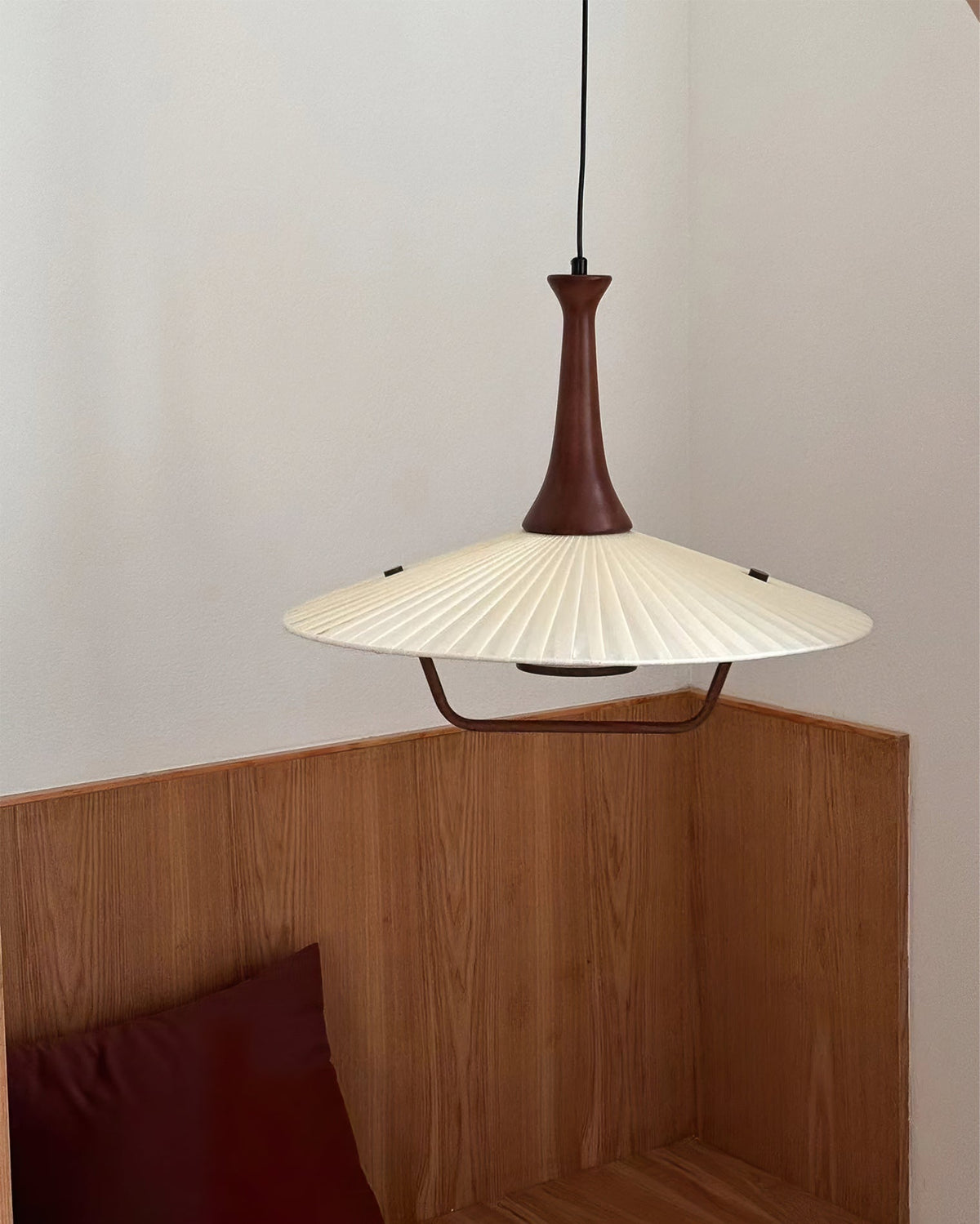 Vionne lampă suspendată albă din lemn, în stil modernist de la mijlocul secolului
