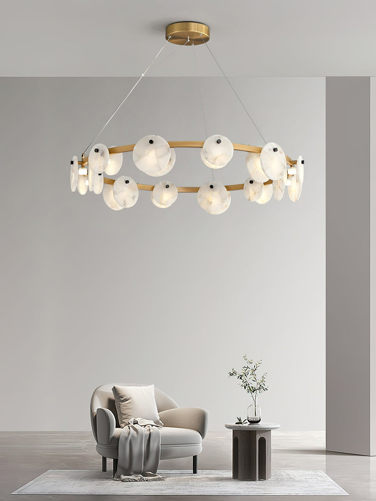 Ostruvys candelabru din alamă și alabastru, postmodern, de lux