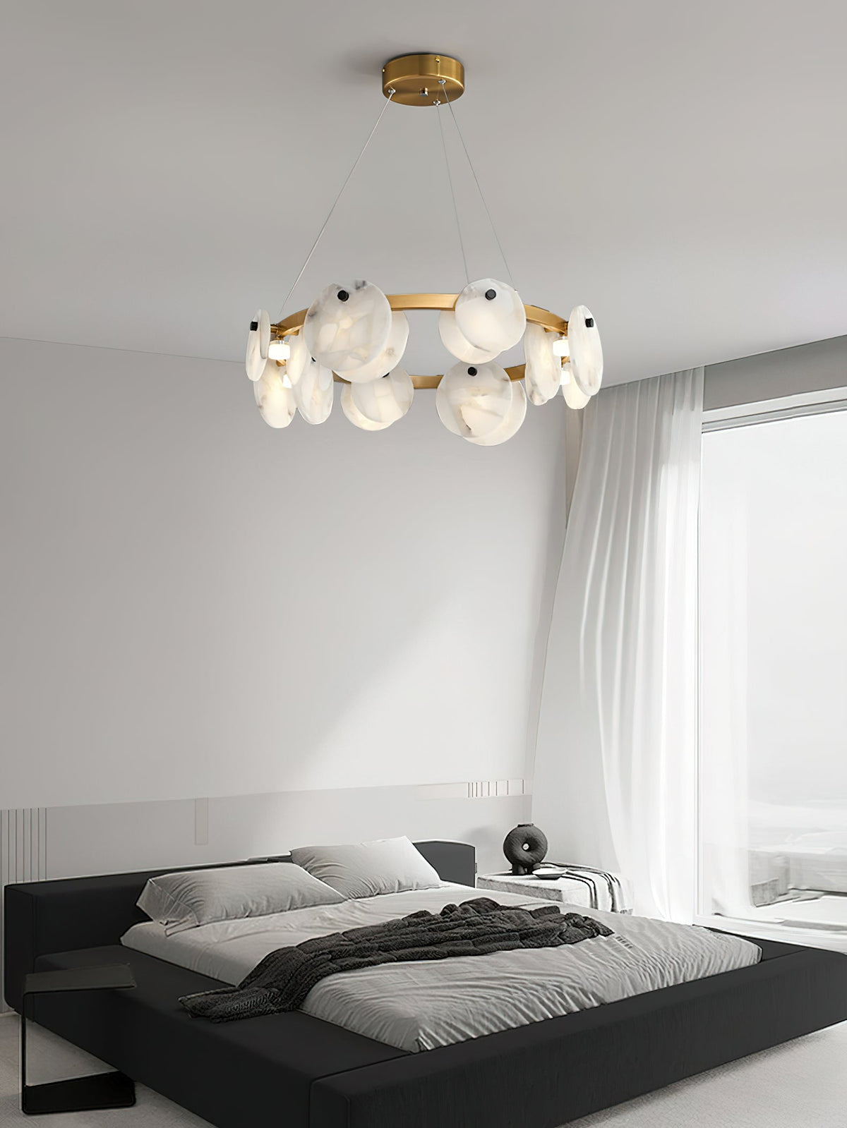 Ostruvys candelabru din alamă și alabastru, postmodern, de lux