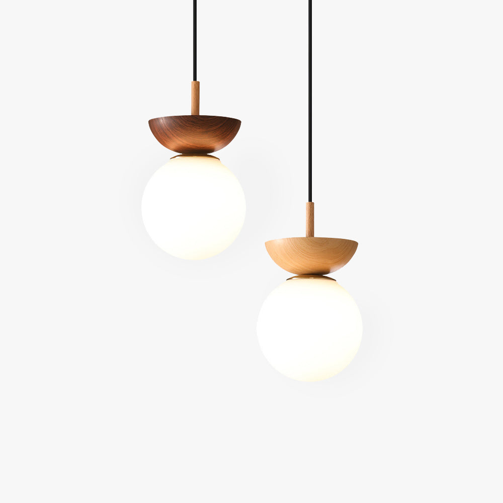 Valentina lampă suspendată Nordic Japanese Globe LED plafonieră/suspendată metal sticlă dormitor, Burlywood