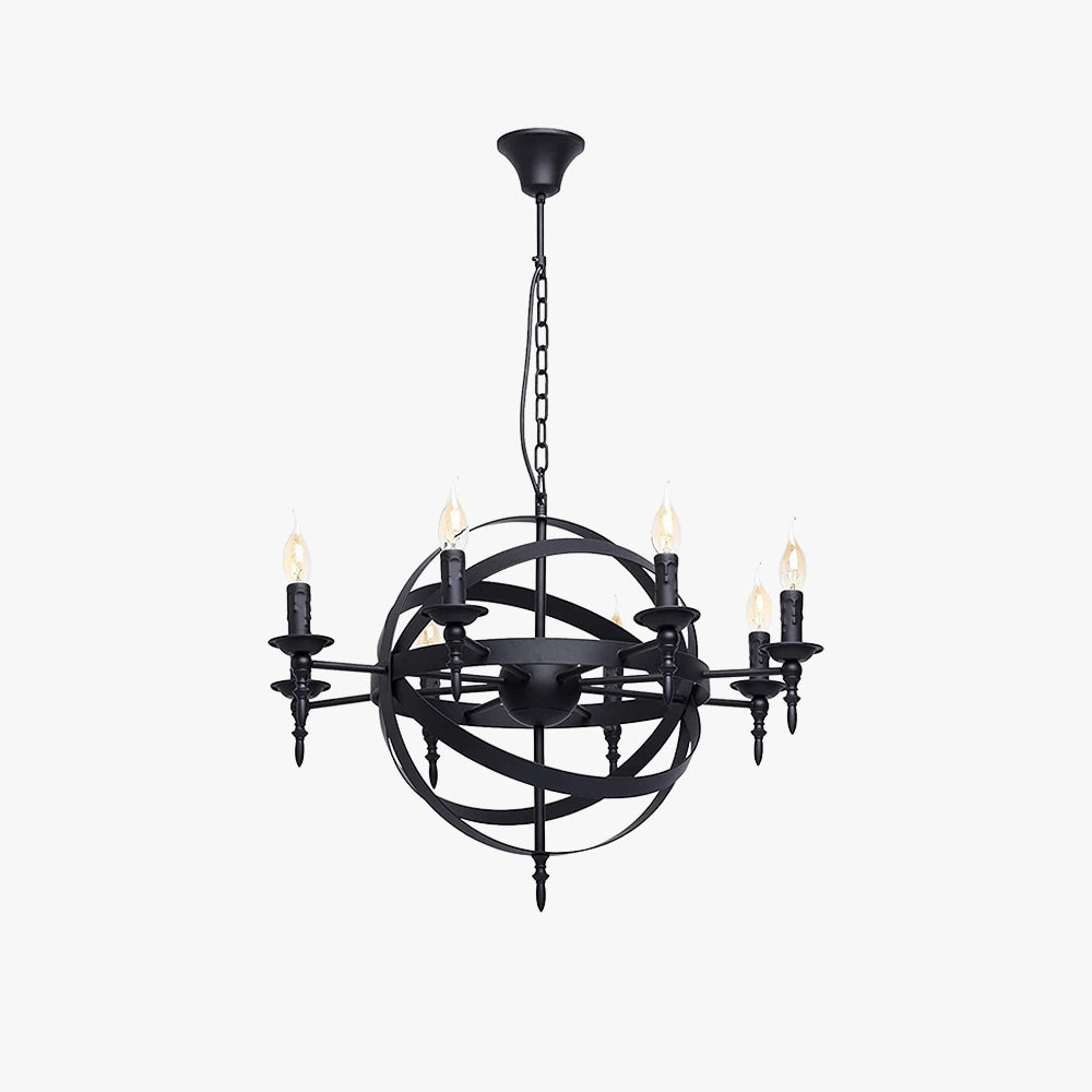 Silva candelabru negru din metal și sticlă, retro, tip lumânare, LED, pentru sufragerie