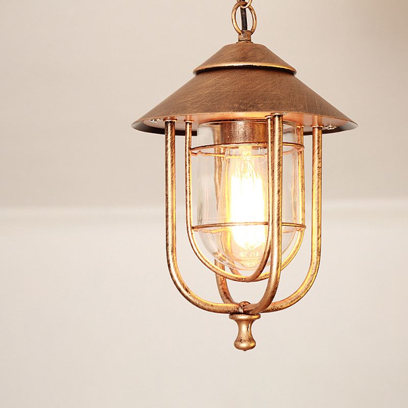 Ray lampă suspendată Lantern Retro metal, negru/bronz