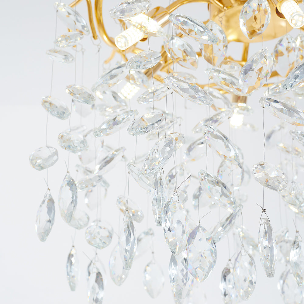 Kristy candelabru auriu din sticlă și cristal, contemporan