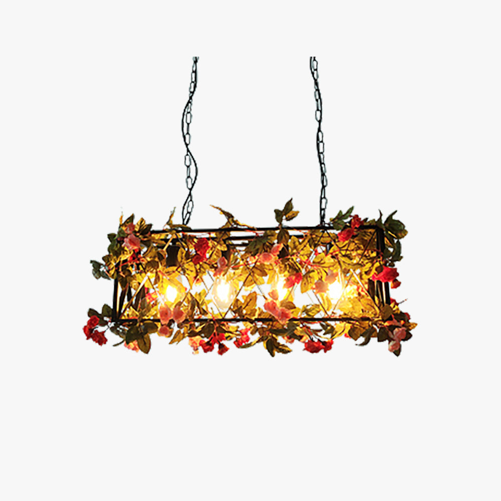 Ritta lampă suspendată Rustic Art Deco cu plante artificiale dreptunghiulare