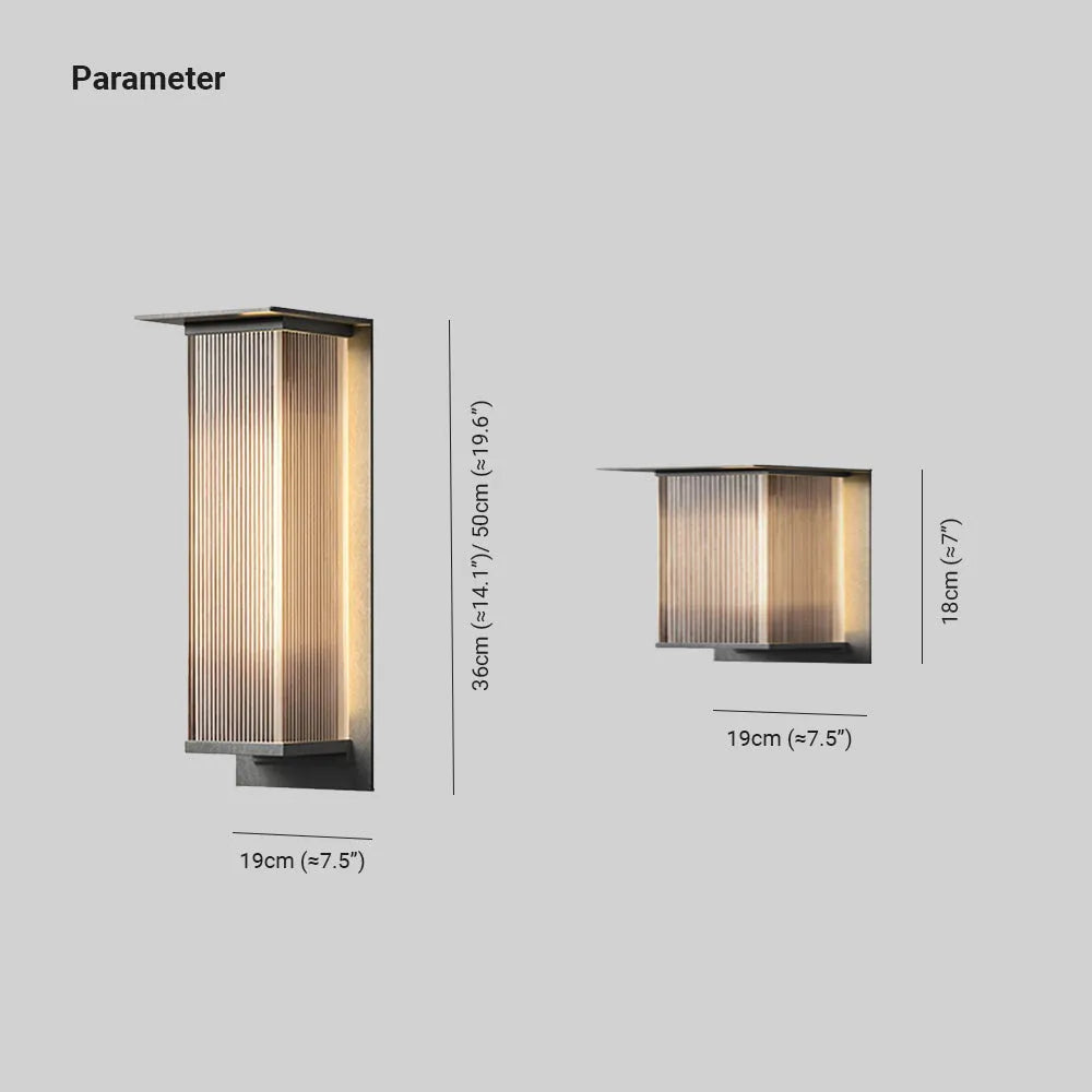 Ray aplică de perete dreptunghiulară modernă din metal, pentru exterior, neagră