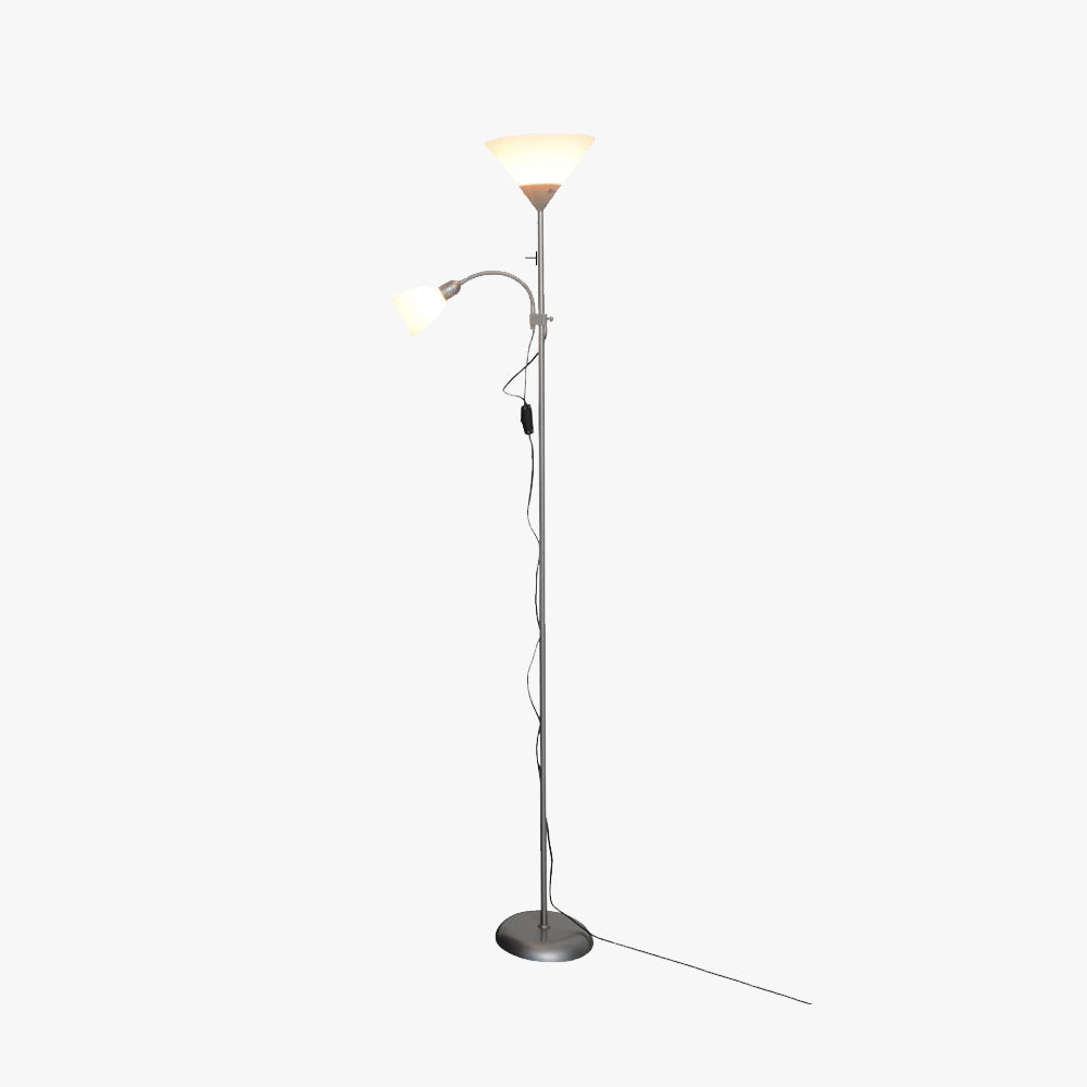 Eryn lampadar modern din metal, cu două surse de lumină, argintiu