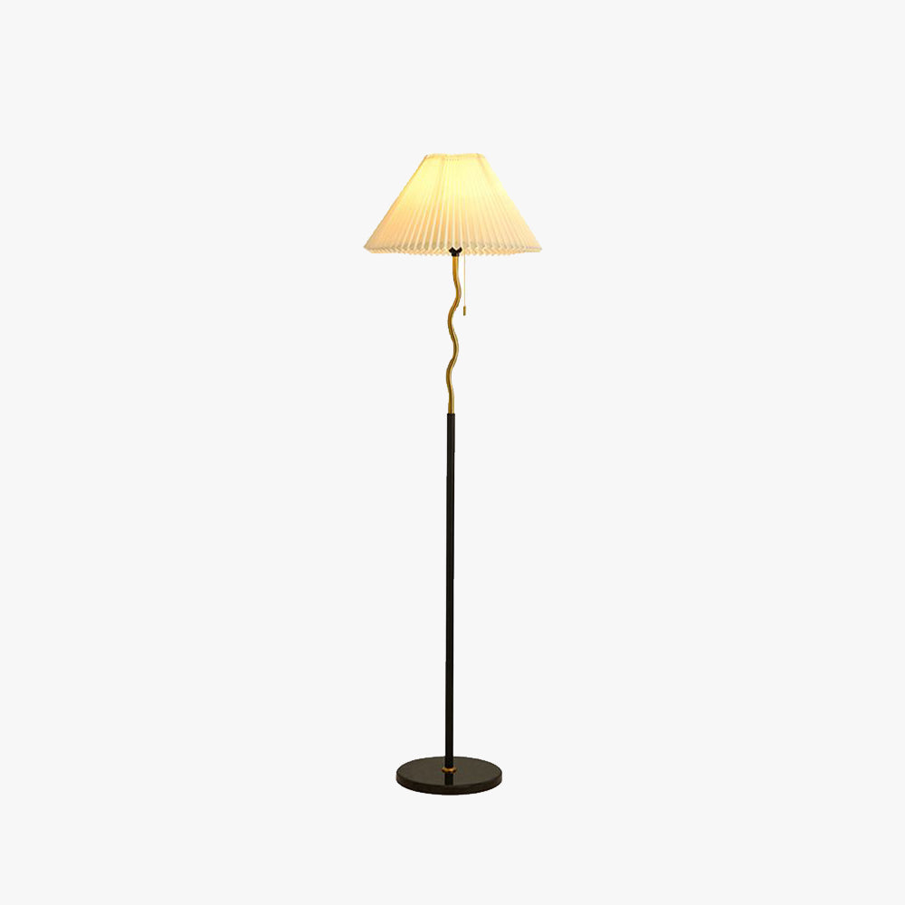 Ozawa lampadar negru din metal și material textil, vintage, retro, geometric, plisat
