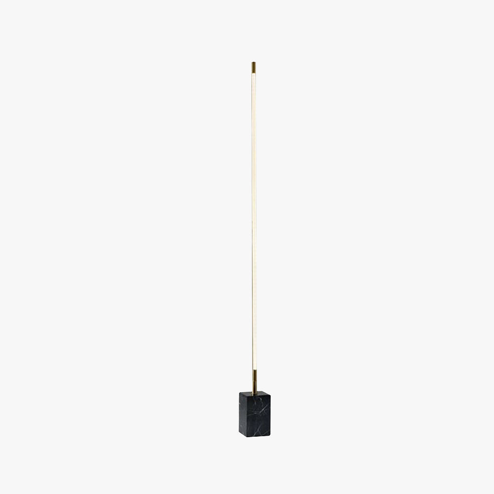 Edge lampadar minimalist Linear, negru/auriu, metal/marmură