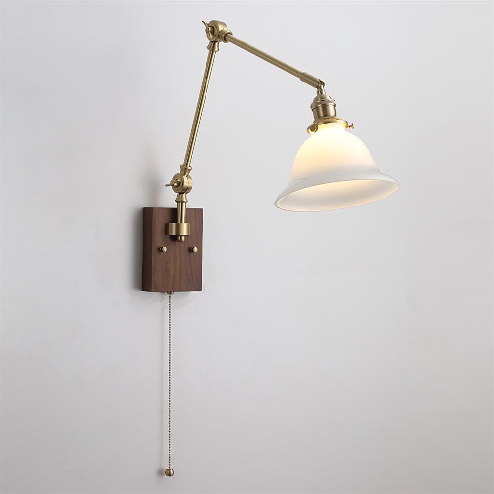 Velra aplică de perete din lemn de nuc, reglabilă, cu braț