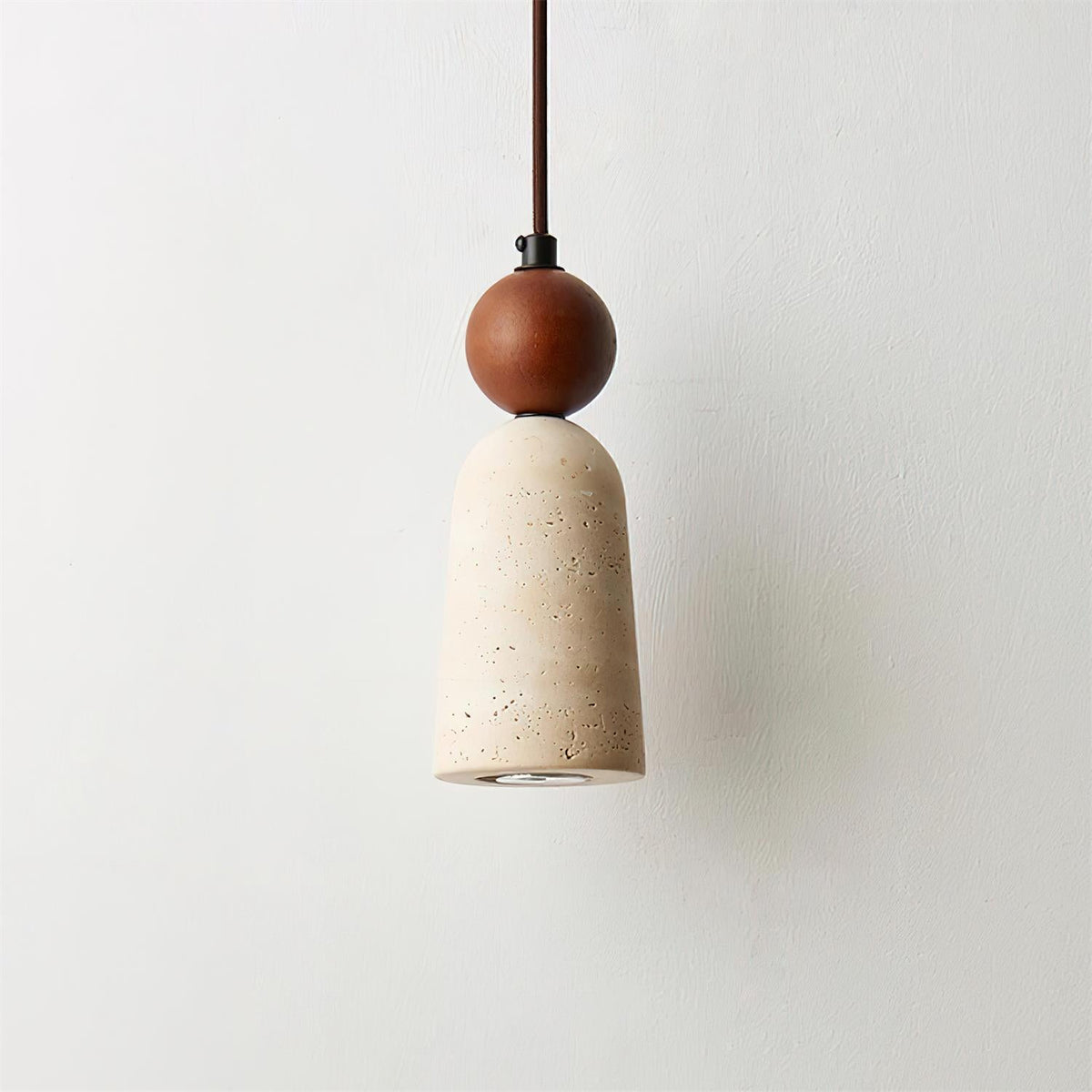 Nolira lampă suspendată din lemn și travertin, naturală