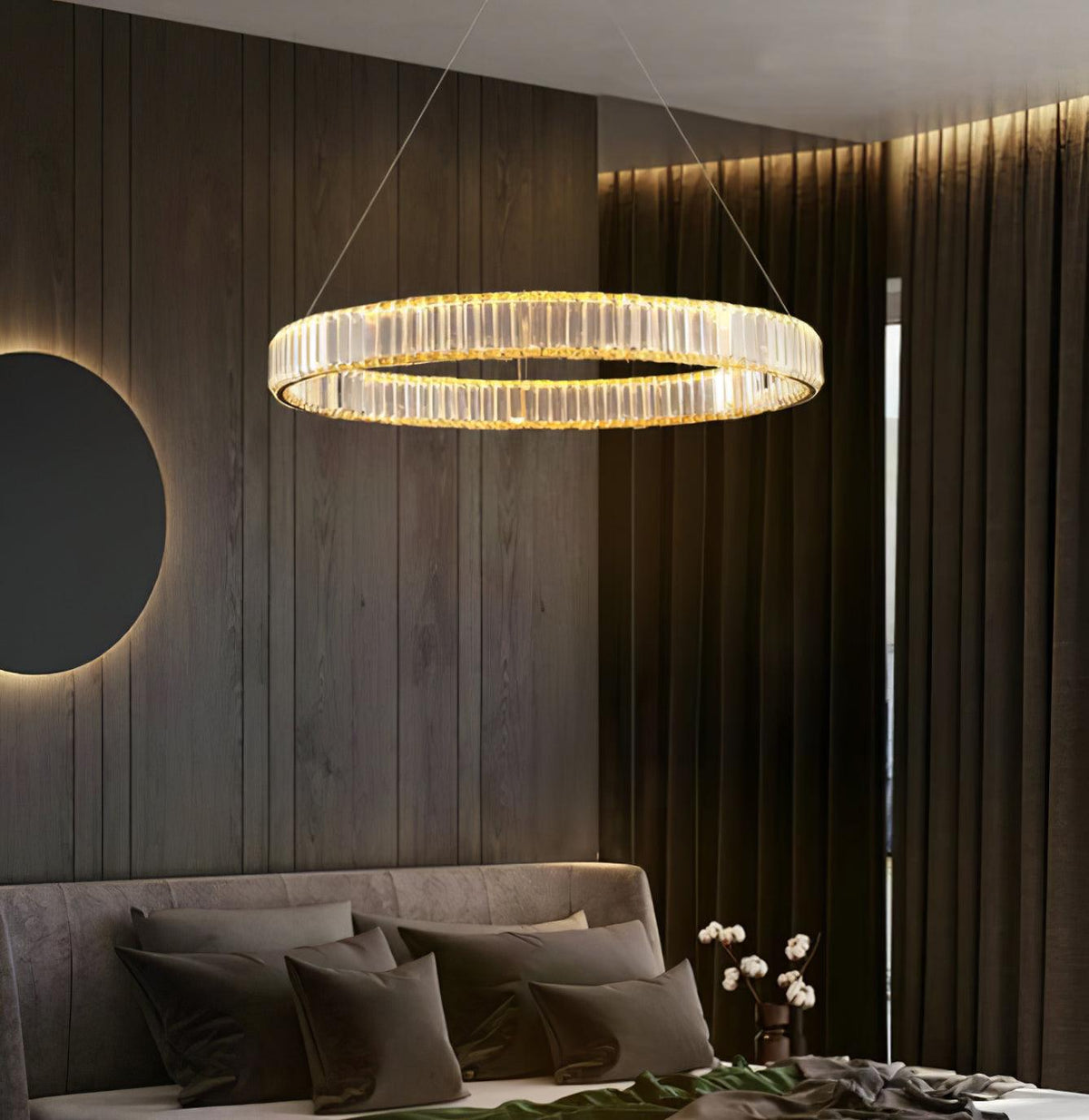 Cyrirelle candelabru auriu din cristal, în formă de inel