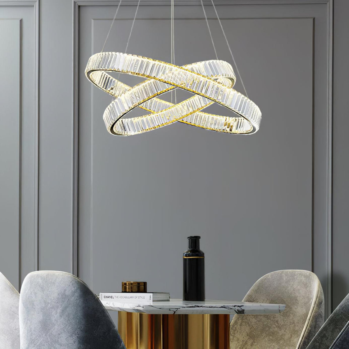 Cyrirelle candelabru auriu din cristal, în formă de inel