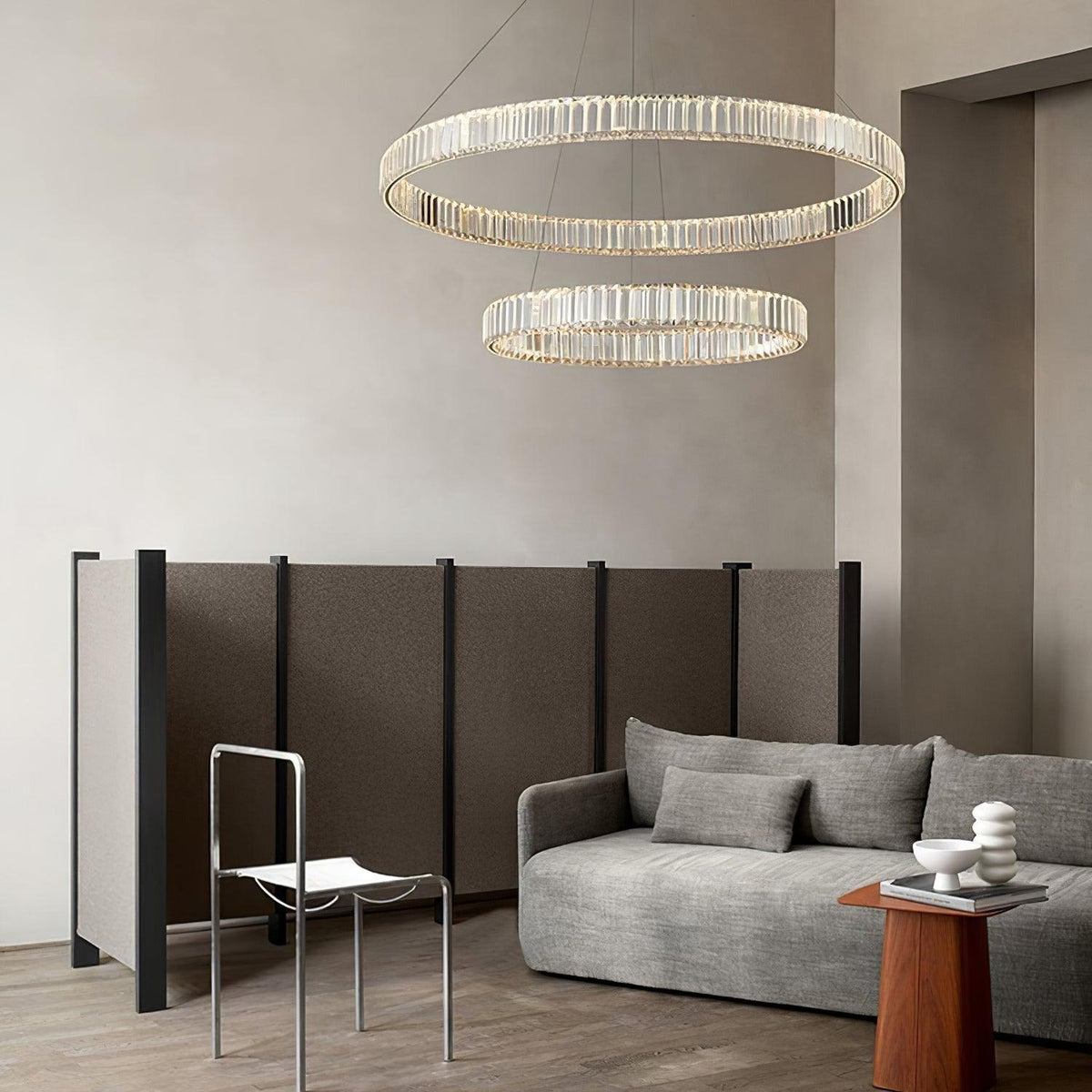 Cyrirelle candelabru auriu din cristal, în formă de inel