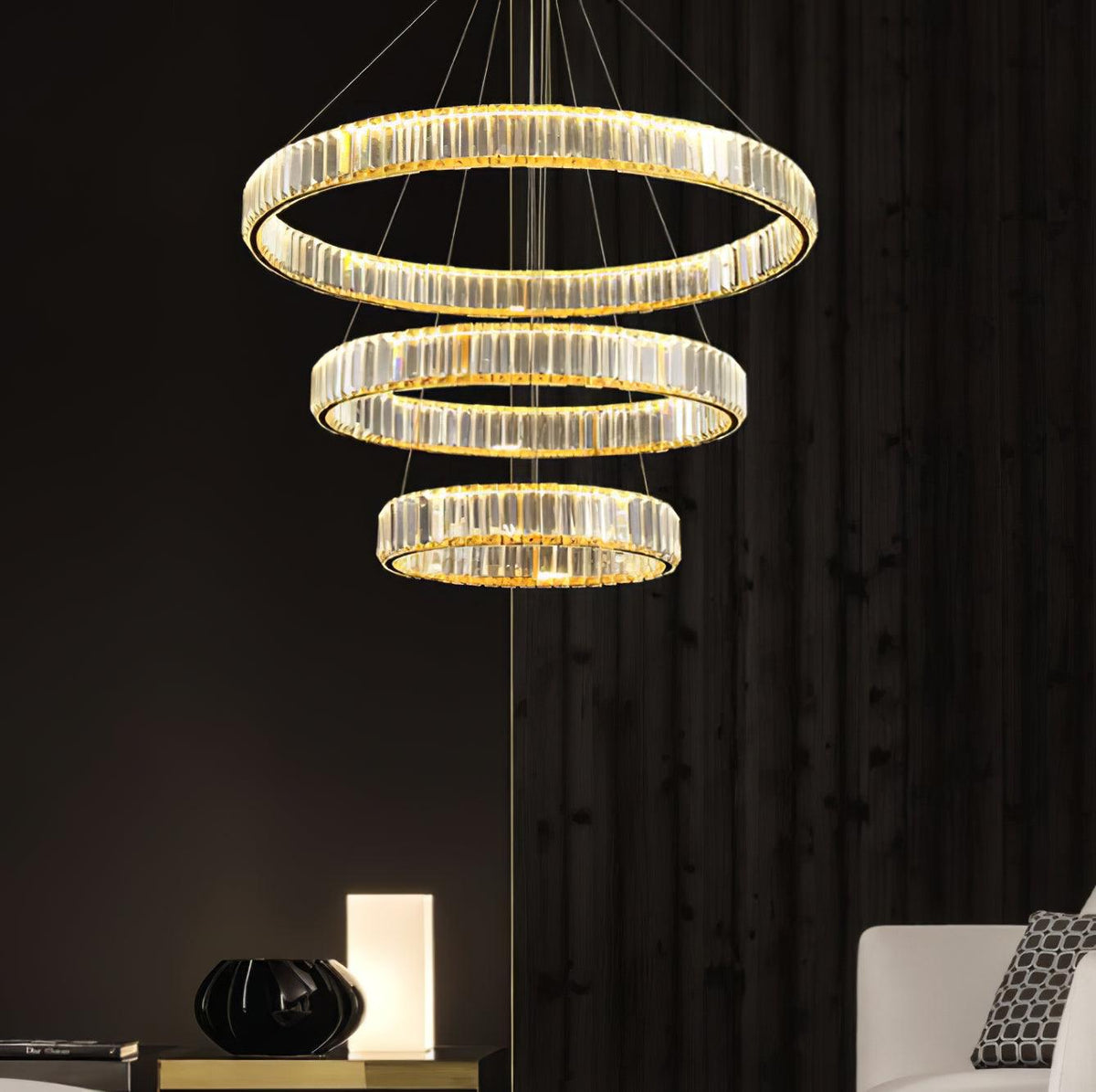Cyrirelle candelabru auriu din cristal, în formă de inel