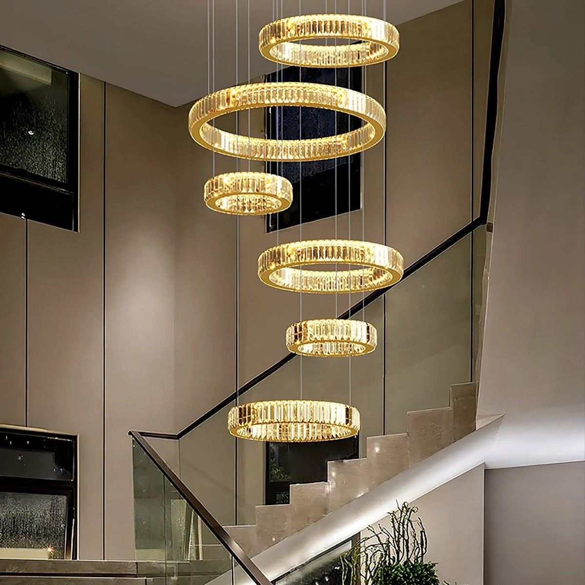 Cyrirelle candelabru auriu din cristal, în formă de inel