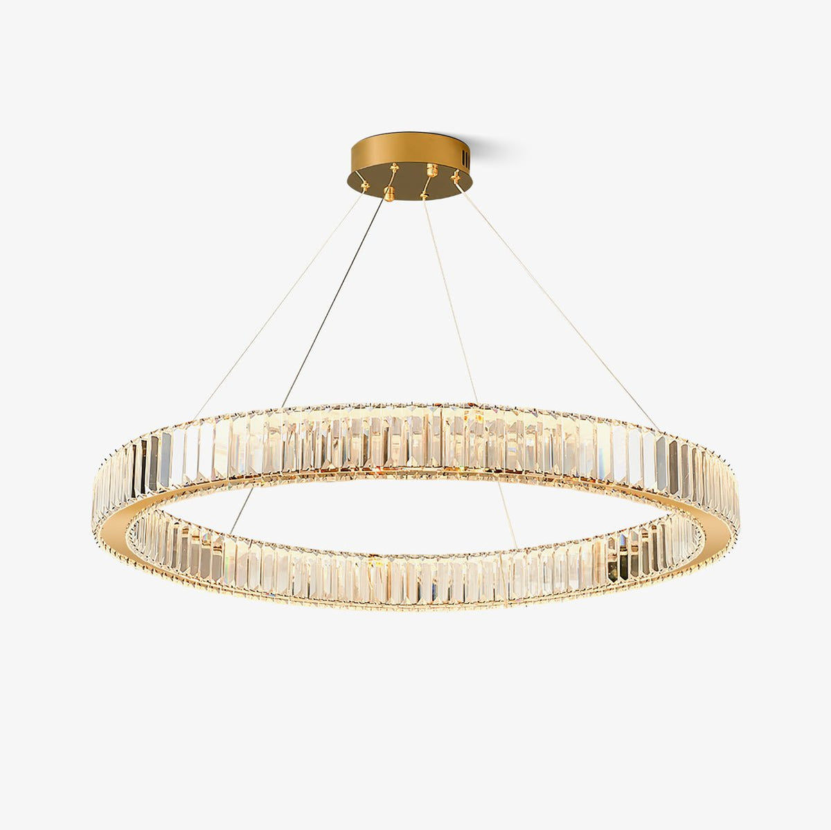 Cyrirelle candelabru auriu din cristal, în formă de inel