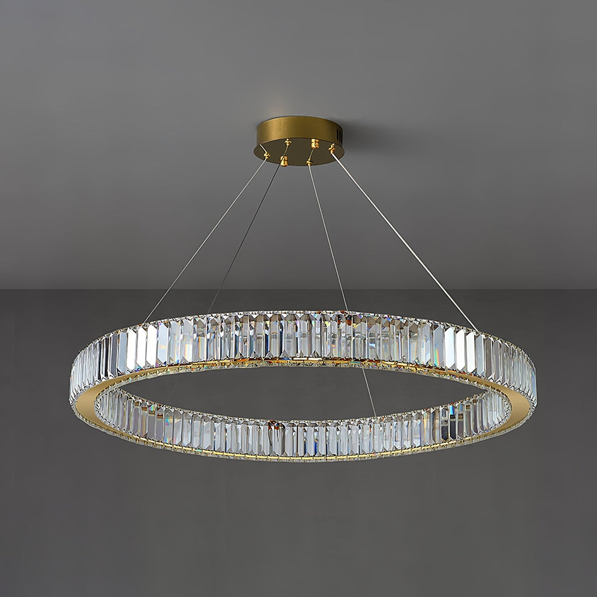 Cyrirelle candelabru auriu din cristal, în formă de inel