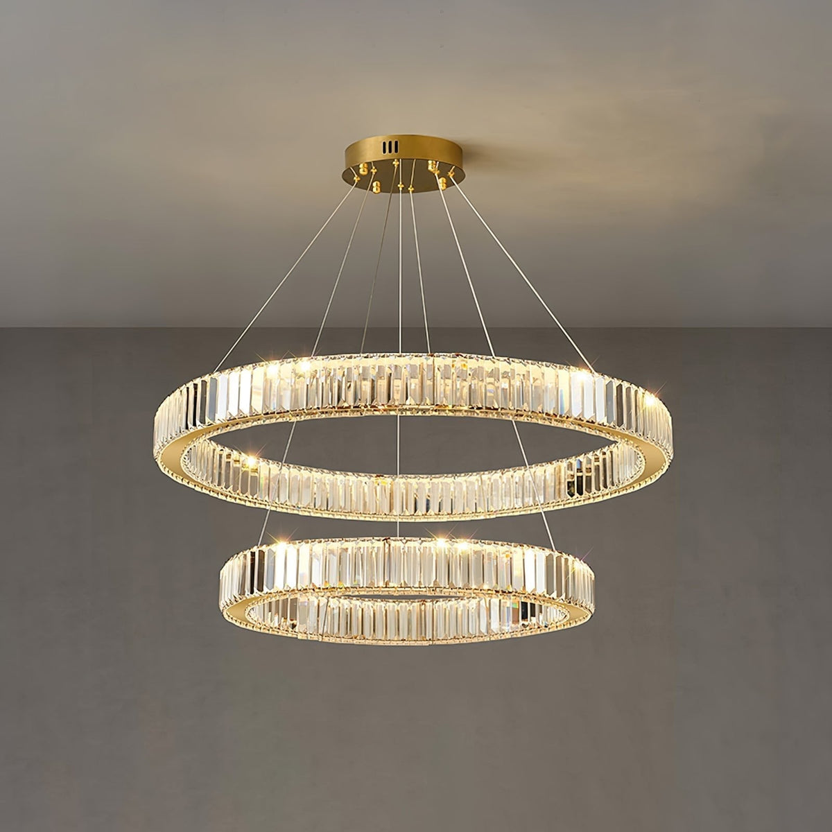 Cyrirelle candelabru auriu din cristal, în formă de inel