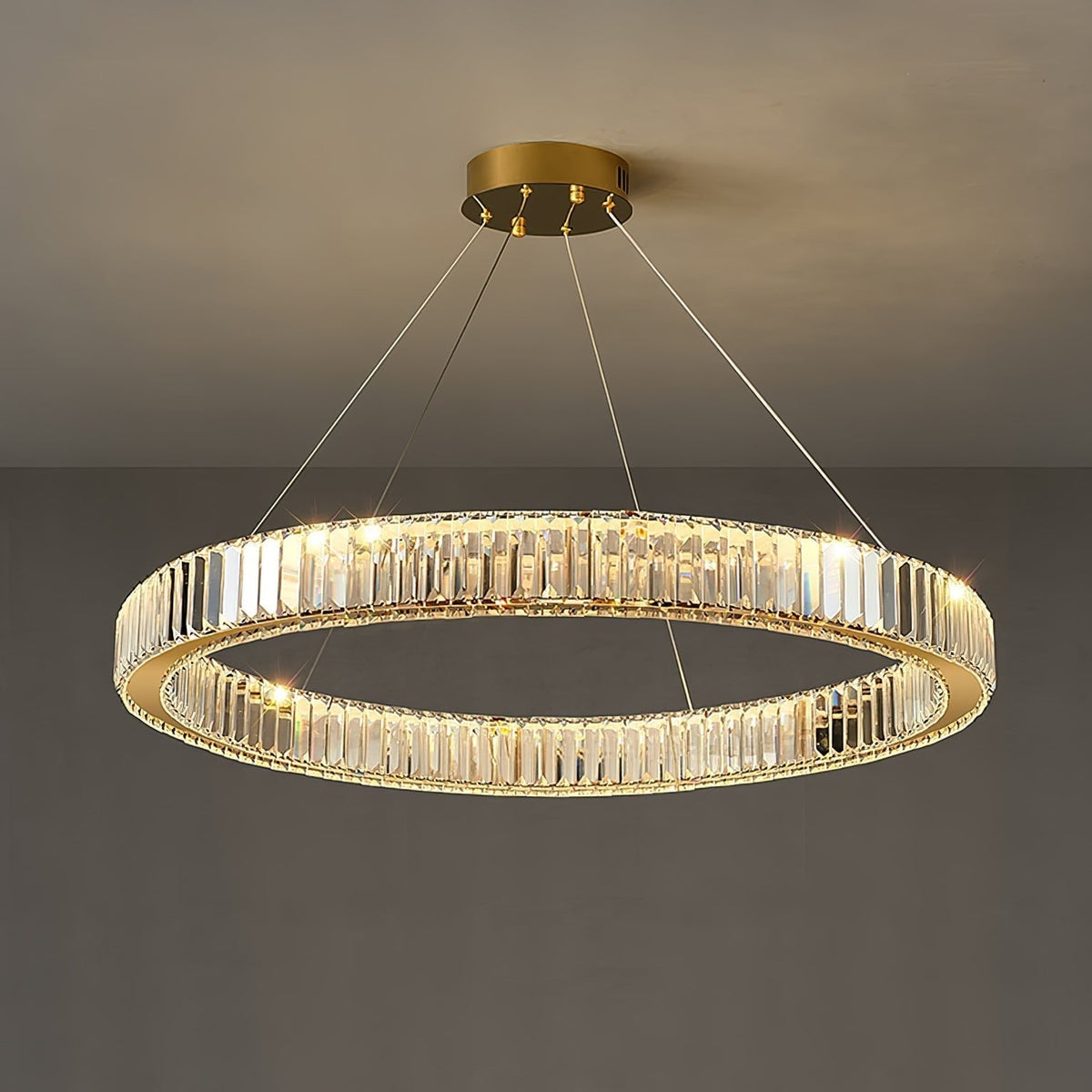 Cyrirelle candelabru auriu din cristal, în formă de inel