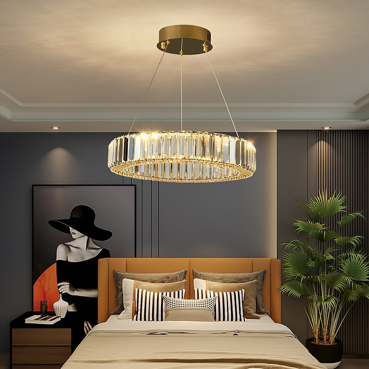 Cyrirelle candelabru auriu din cristal, în formă de inel