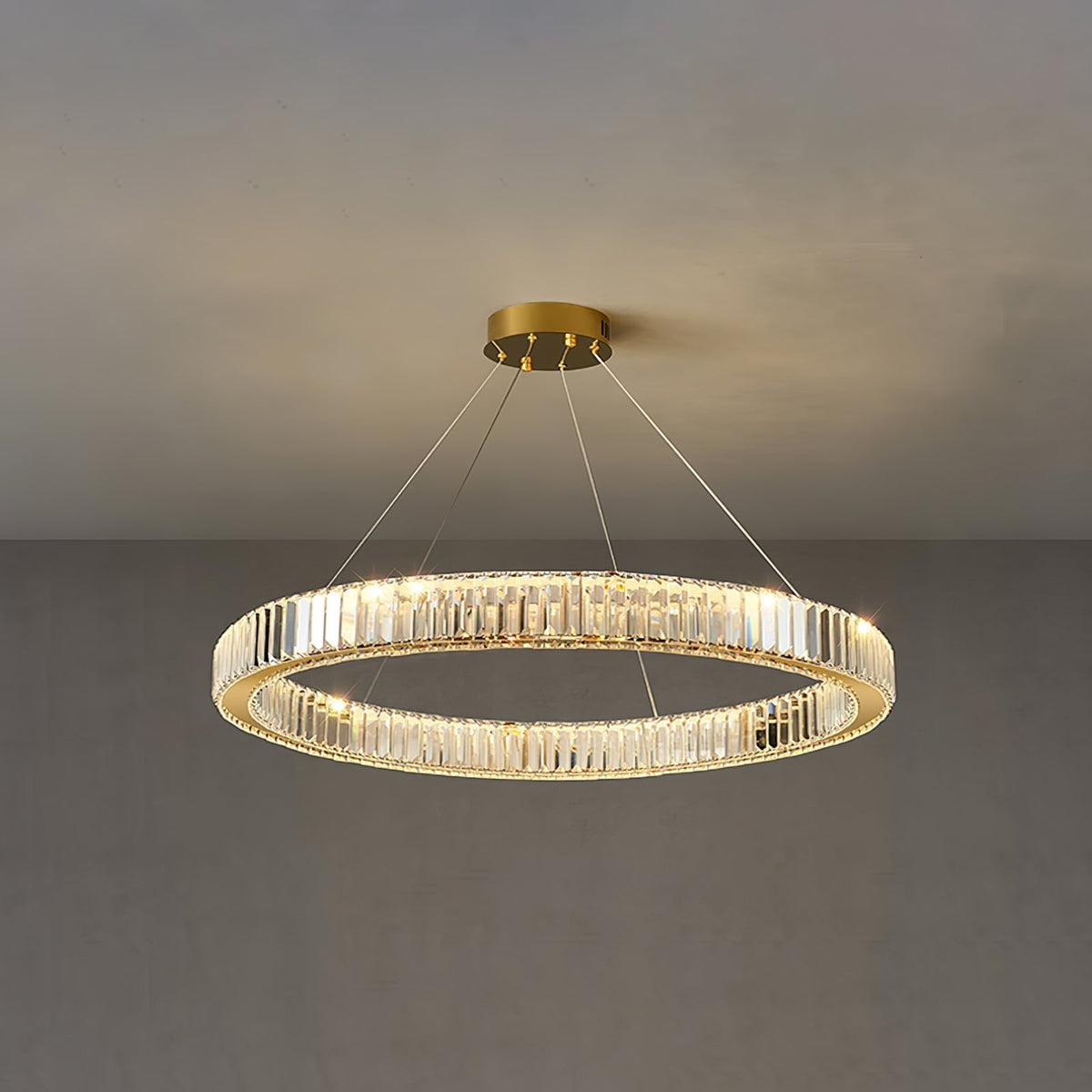 Cyrirelle candelabru auriu din cristal, în formă de inel