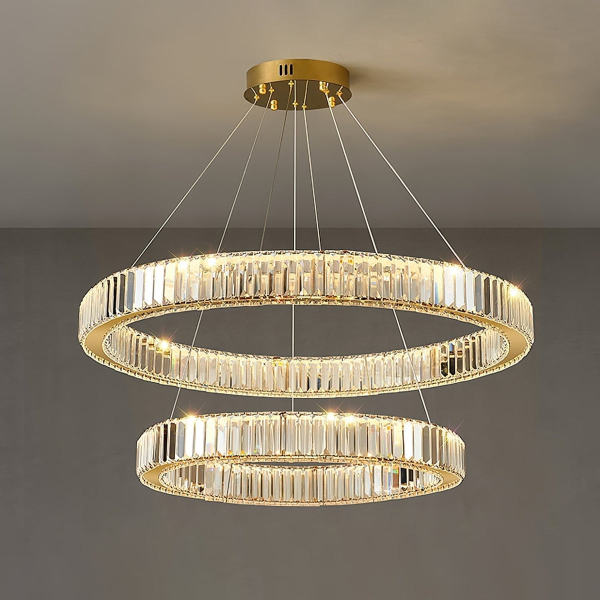 Cyrirelle candelabru auriu din cristal, în formă de inel