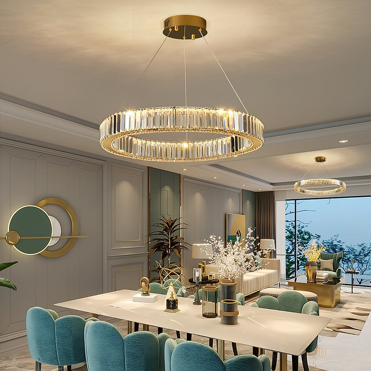 Cyrirelle candelabru auriu din cristal, în formă de inel
