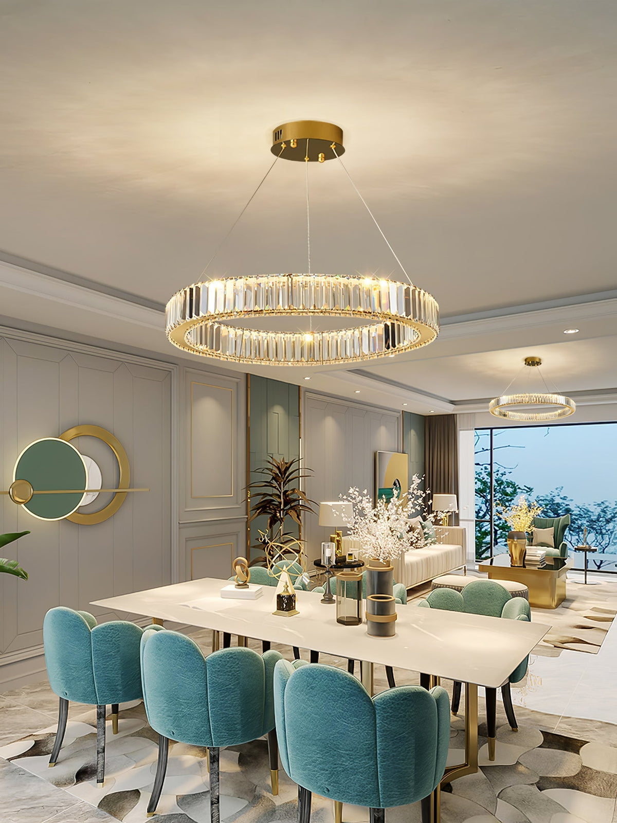 Cyrirelle candelabru auriu din cristal, în formă de inel