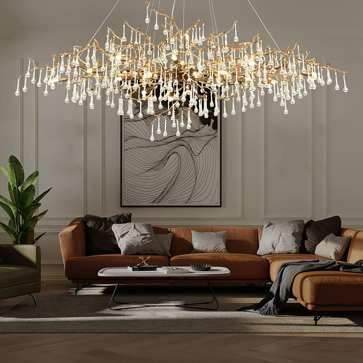 Elyeelle candelabru din alamă și cristal, cu ramuri