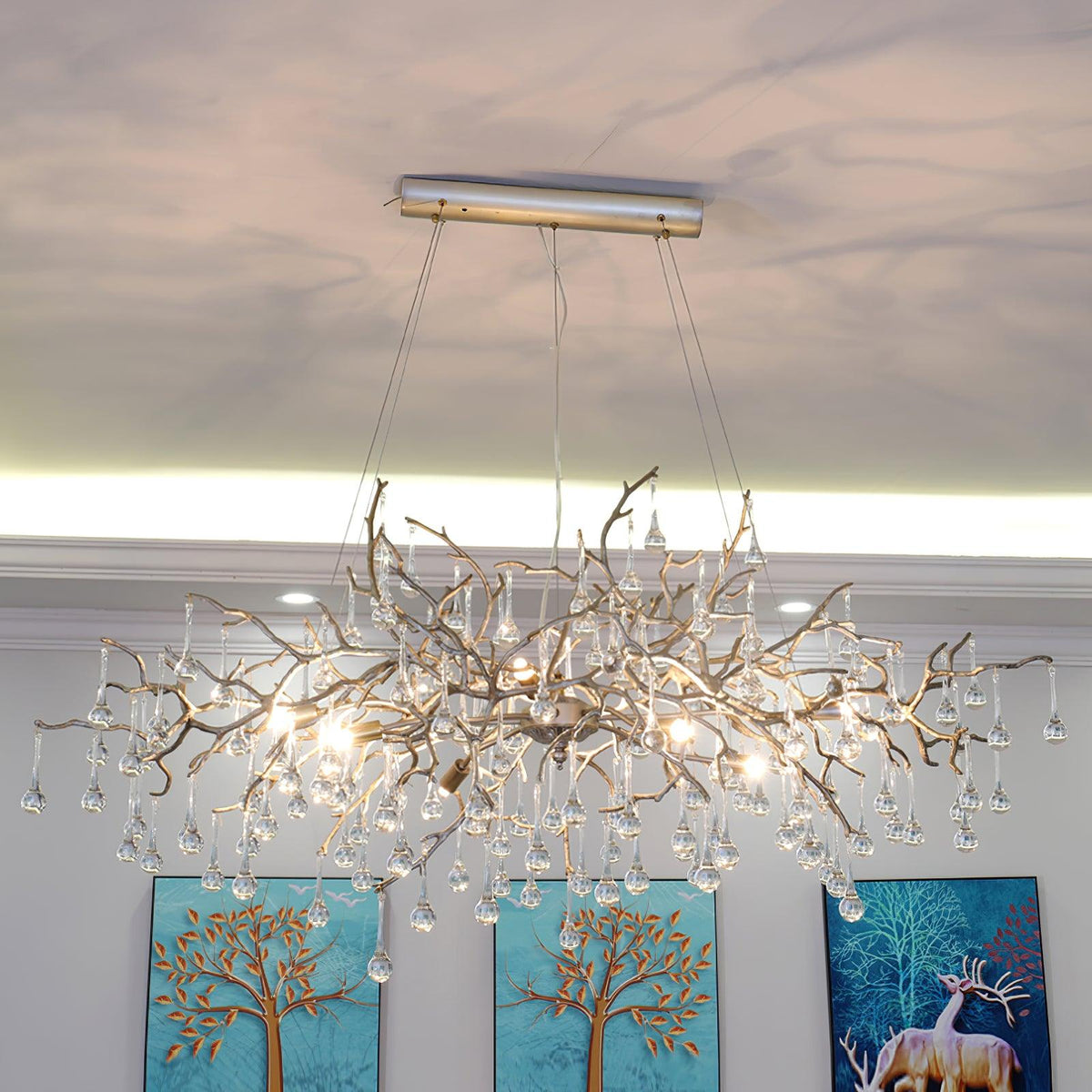 Elyeelle candelabru din alamă și cristal, cu ramuri