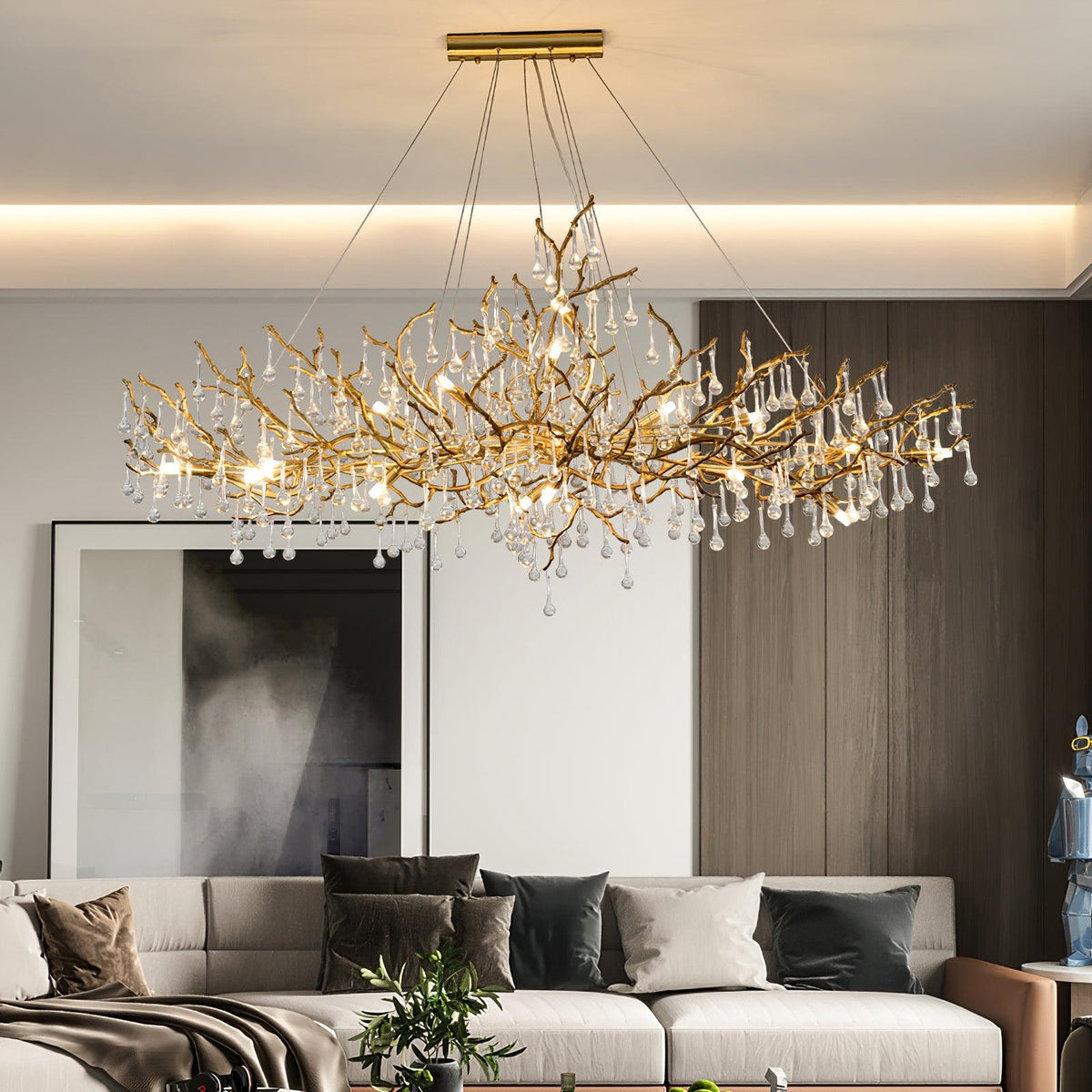 Elyeelle candelabru din alamă și cristal, cu ramuri