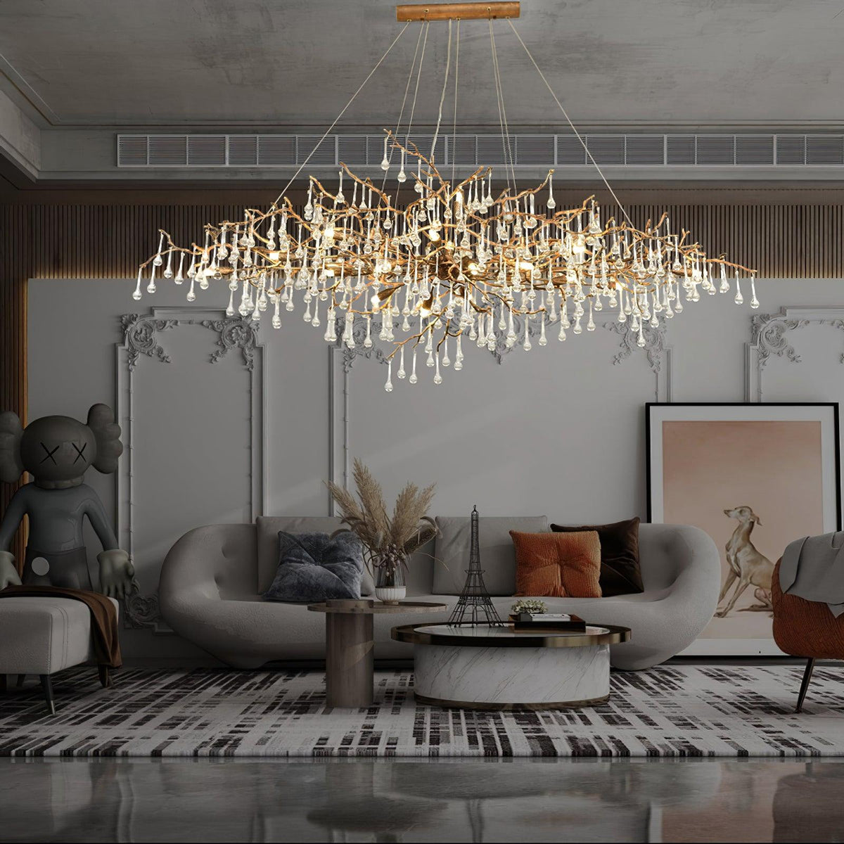 Elyeelle candelabru din alamă și cristal, cu ramuri