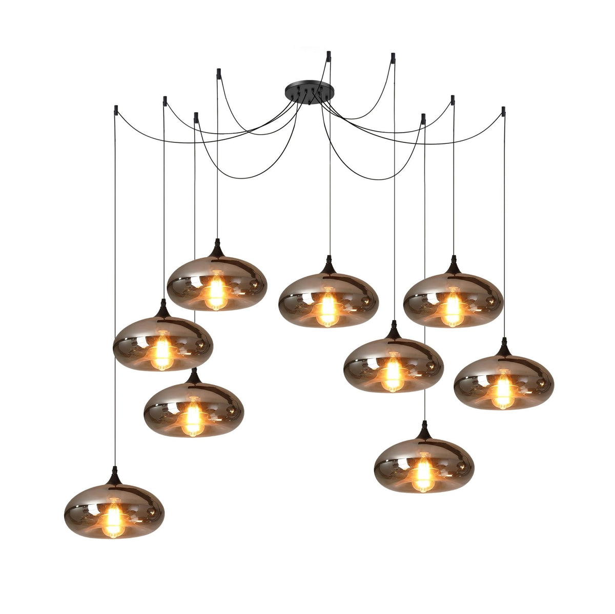 June lampă suspendată minimalistă cu Abajur din sticlă Fumurie Gri
