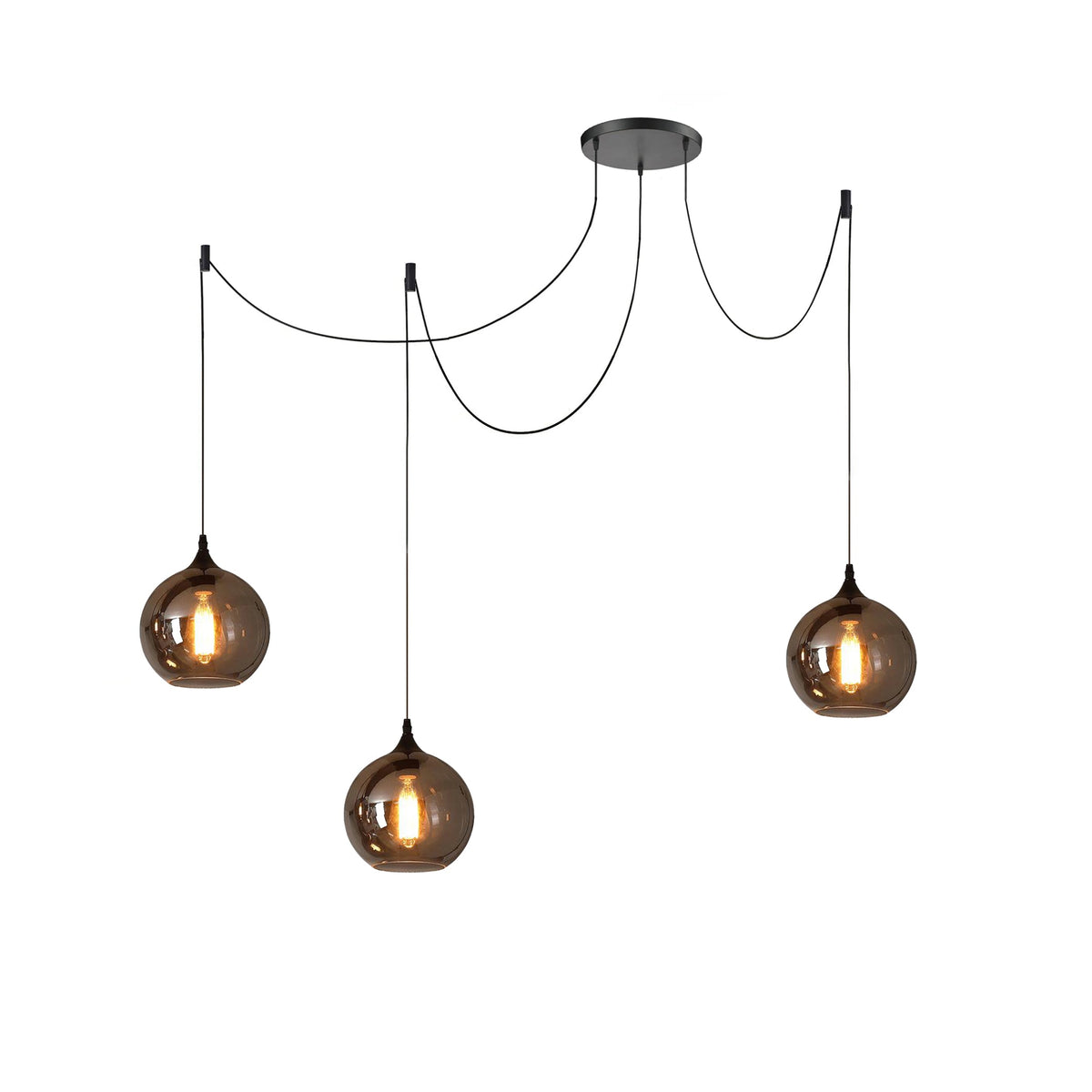 June lampă suspendată minimalistă cu Abajur din sticlă Fumurie Gri