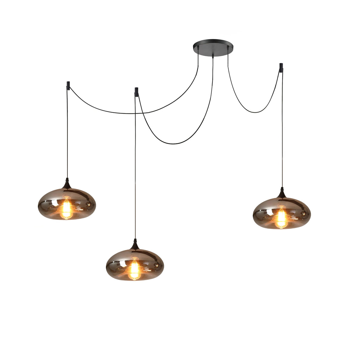 June lampă suspendată minimalistă cu Abajur din sticlă Fumurie Gri