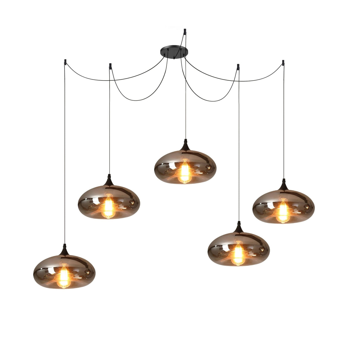 June lampă suspendată minimalistă cu Abajur din sticlă Fumurie Gri