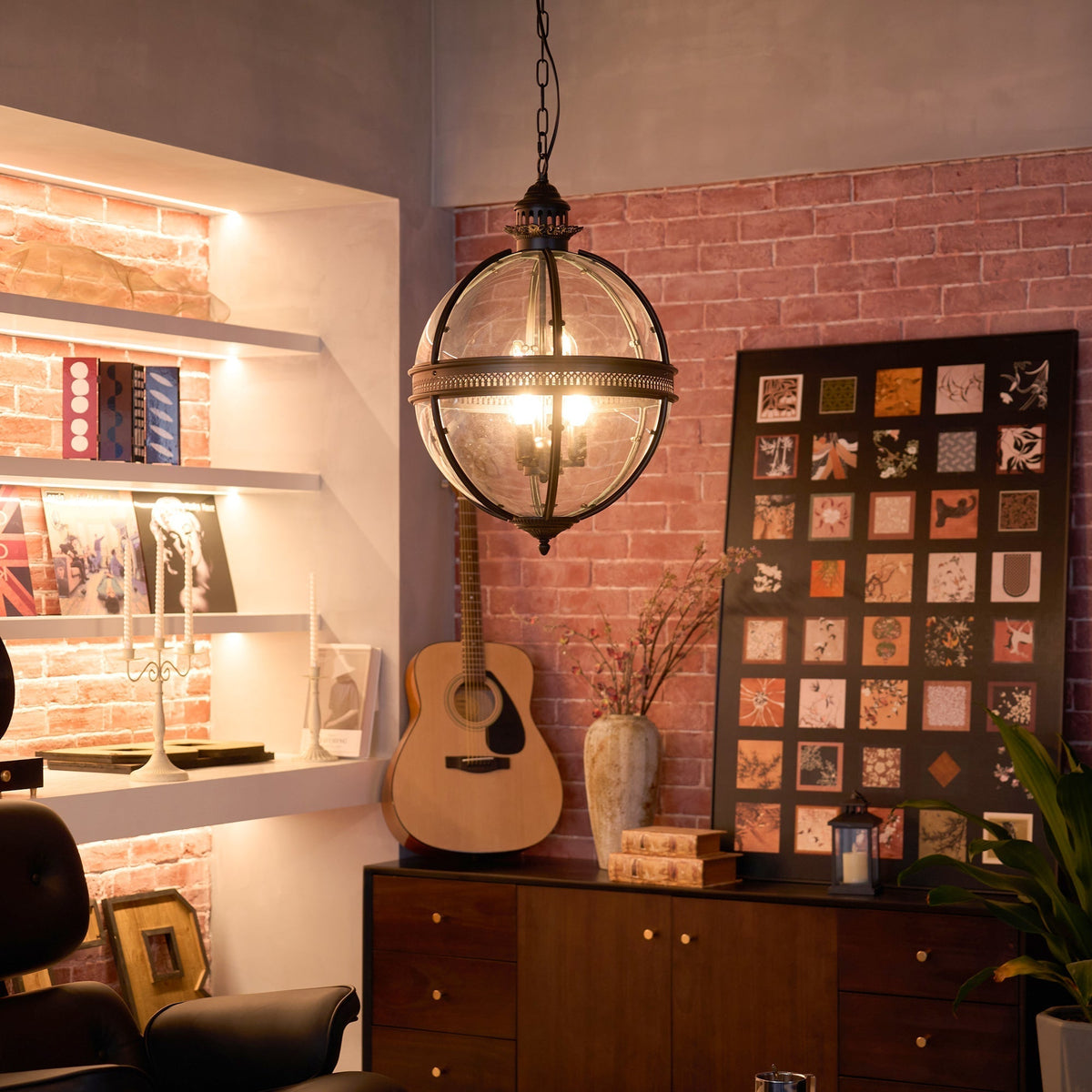 Svelte lampă suspendată din sticlă, vintage, industrială