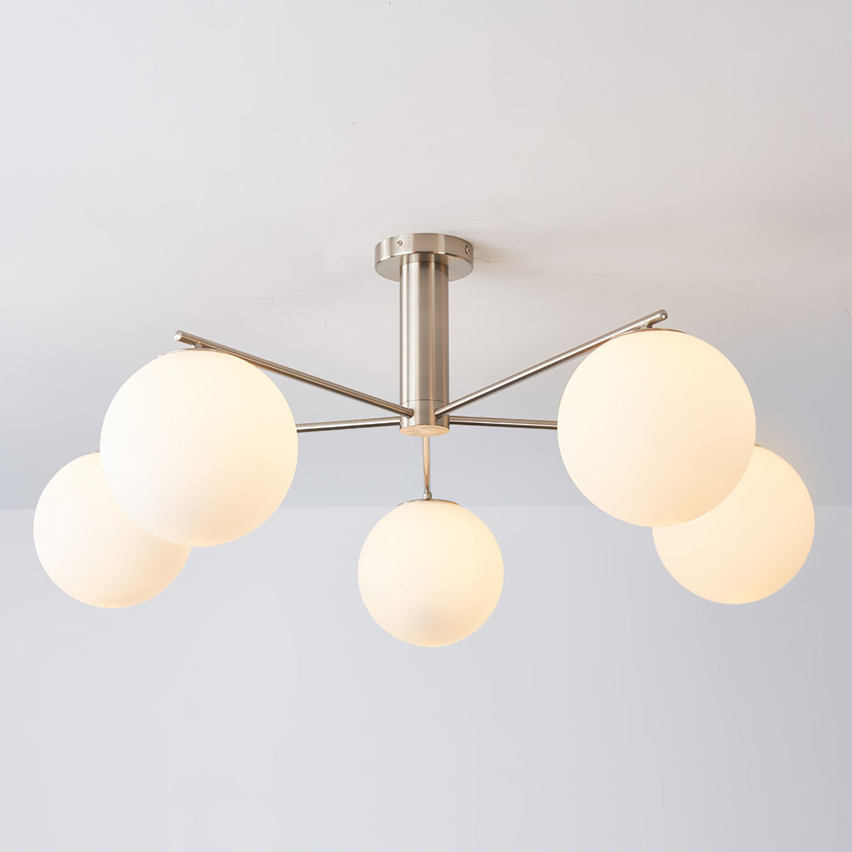 Silva lampă suspendată LED modernă metal Multi sticlă Glob Abajur alb pentru dormitor living, auriu/Nichel
