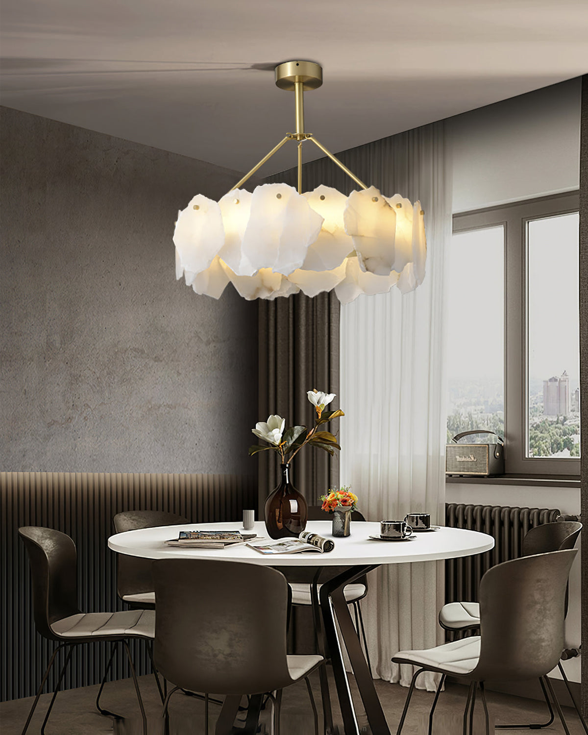 Telen candelabru cu straturi din alabastru
