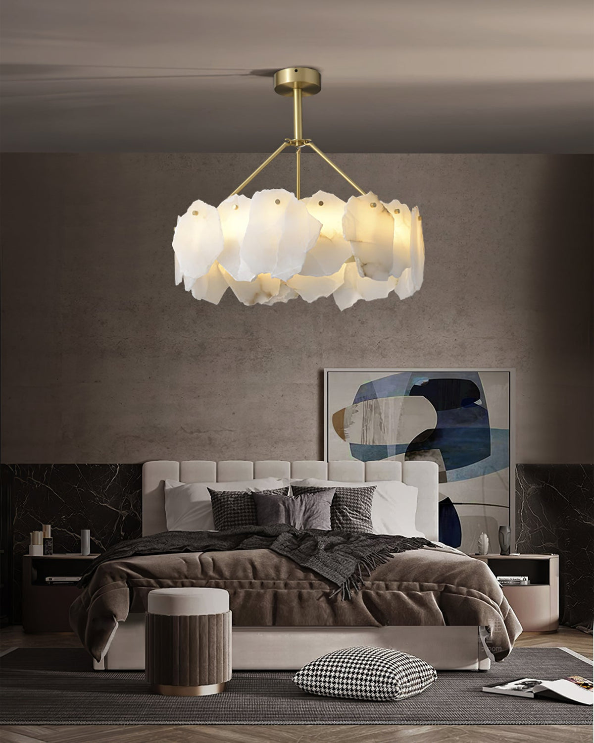 Telen candelabru cu straturi din alabastru