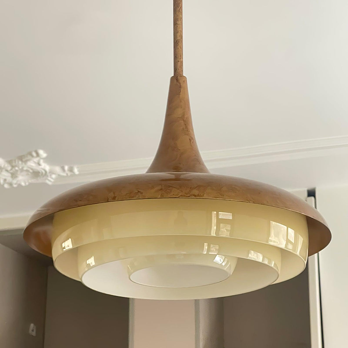 Liorinine lampă suspendată în stil modernist de la mijlocul secolului, modernă din sticlă