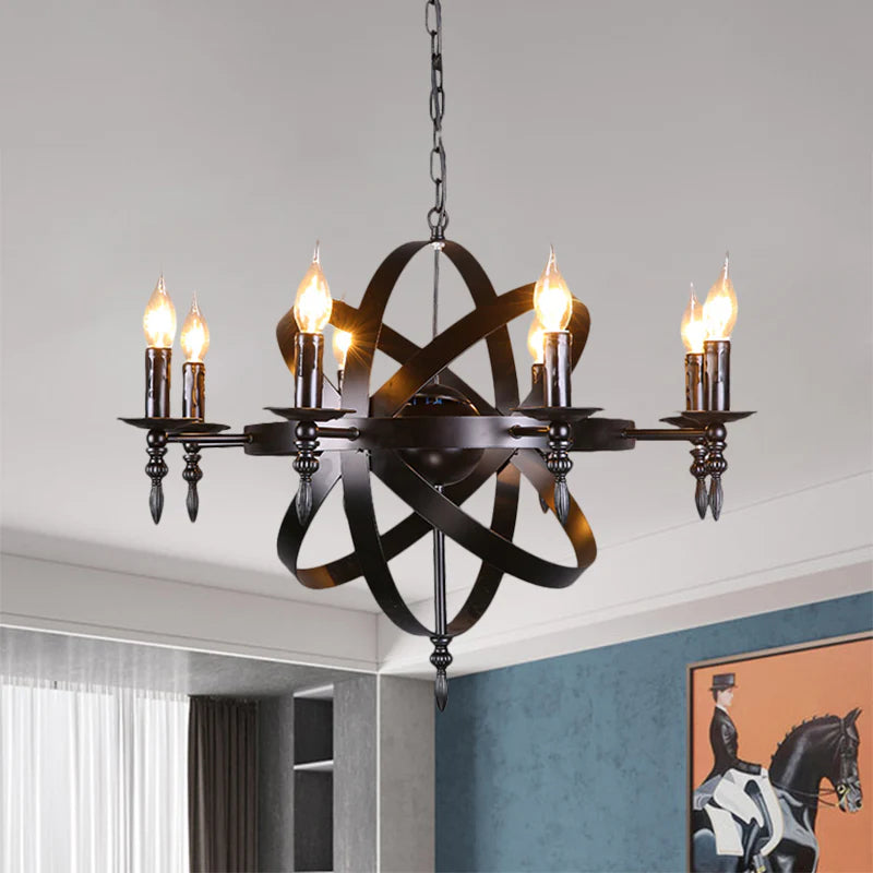 Silva candelabru negru din metal și sticlă, retro, tip lumânare, LED, pentru sufragerie