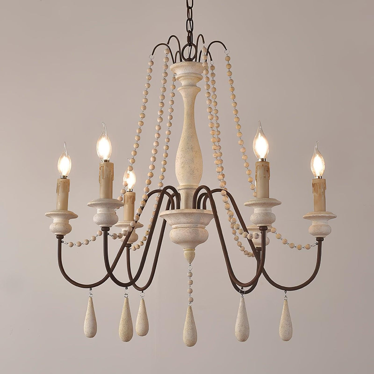 Liorerian candelabru cu Brațe în Formă de Scroll, Stil Rustic