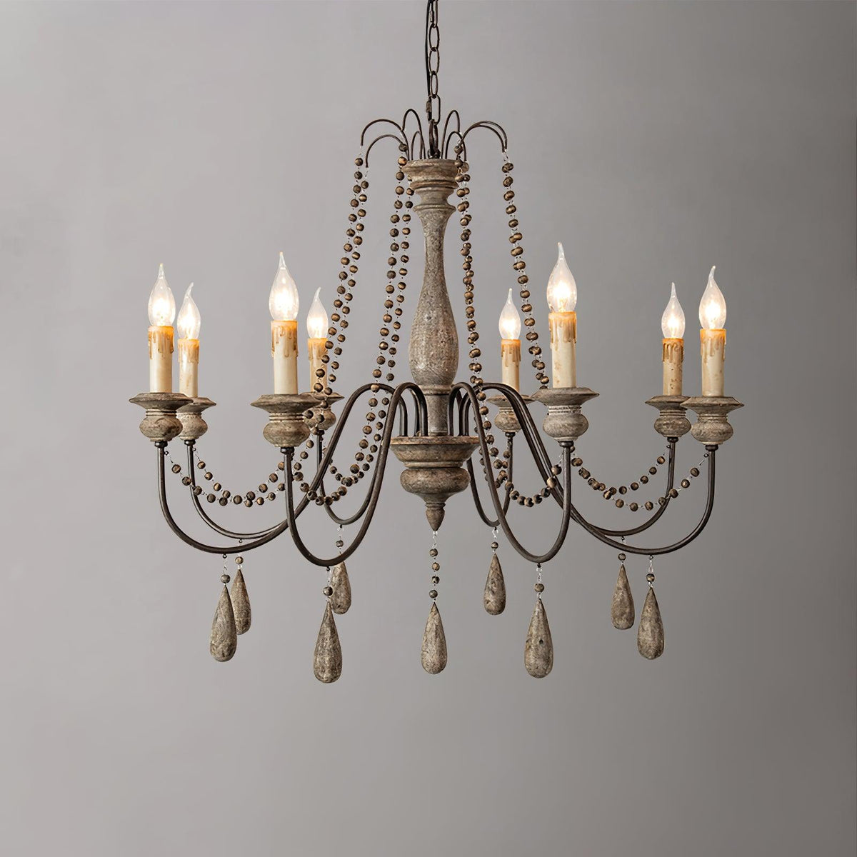Liorerian candelabru cu Brațe în Formă de Scroll, Stil Rustic