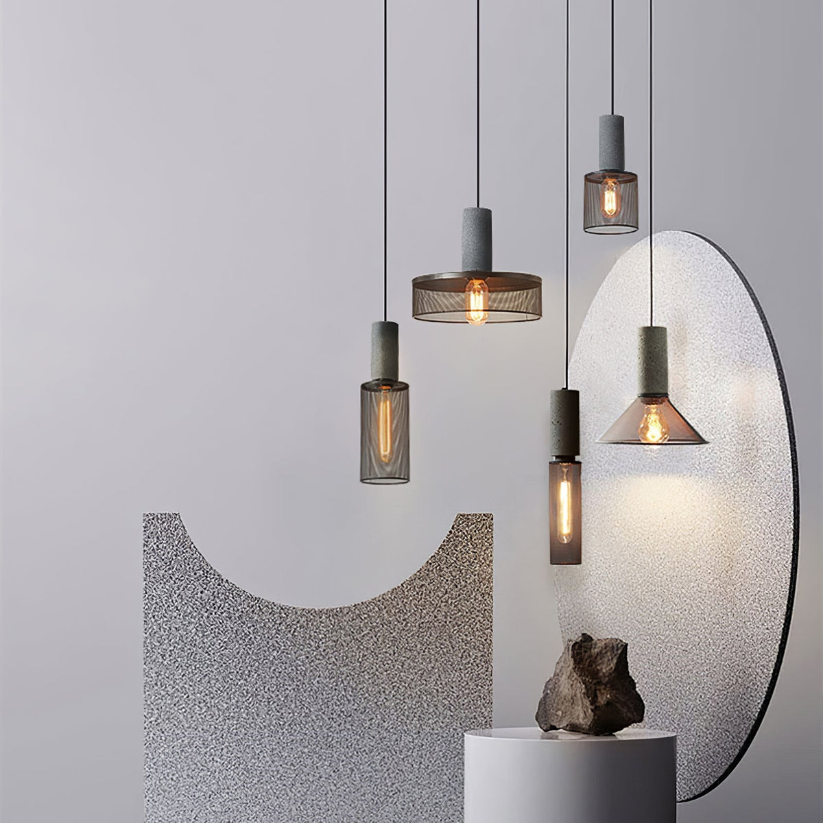 Lumeraine Cement Mesh lampă suspendată