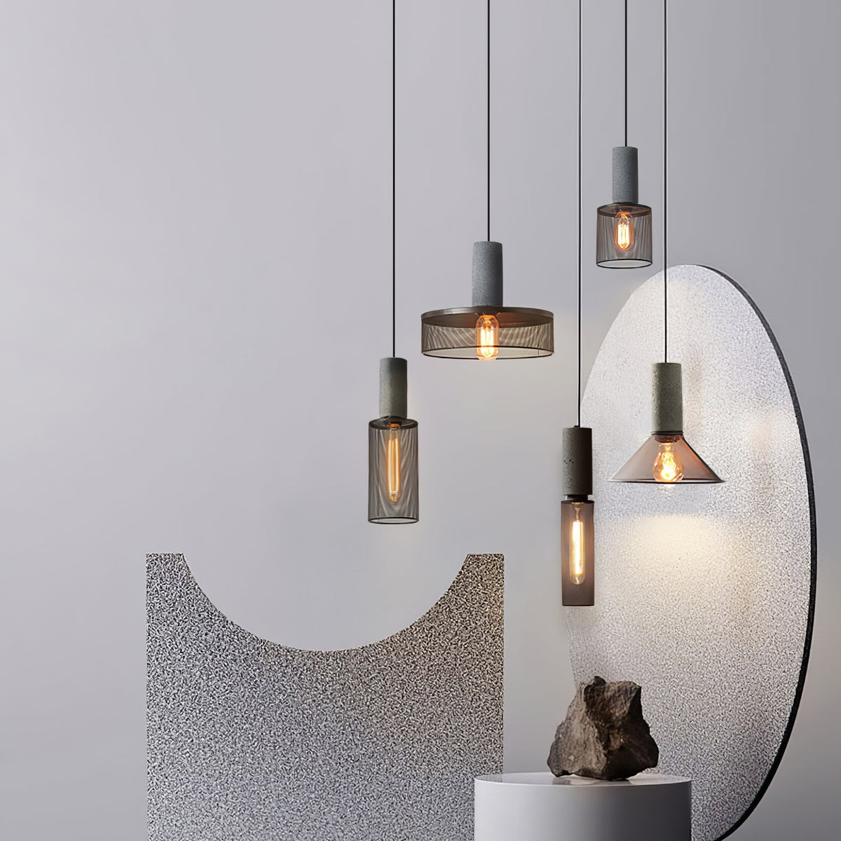 Lumeraine Cement Mesh lampă suspendată
