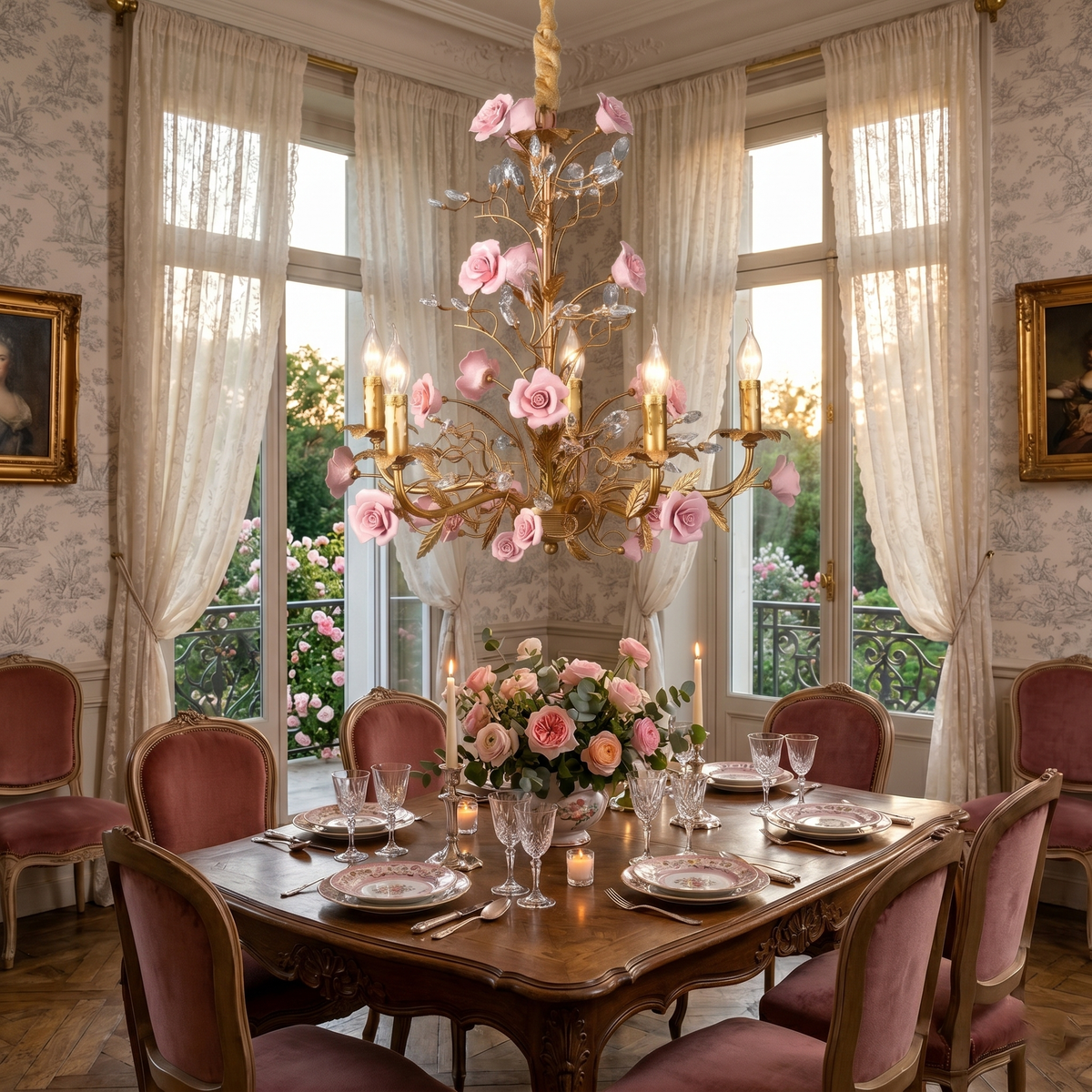 Candelabru Ceramic Rose Vine